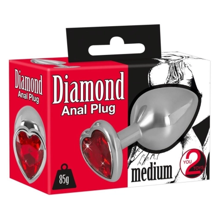 Korek analny aluminiowy Diamond Serce 8,2 cm-2403979
