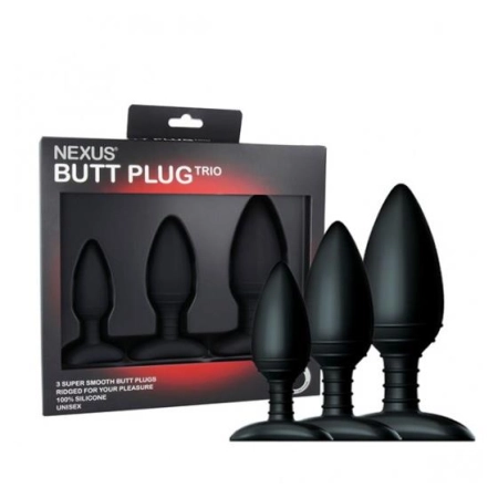 Nexus Butt Plug Trio 3 Solid Silicone Butt Plugs S M L-593991